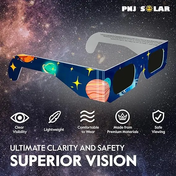Solar Eclipse Glasses Approved AAS, CE and ISO Certified Safe for Direct Sun Viewing
