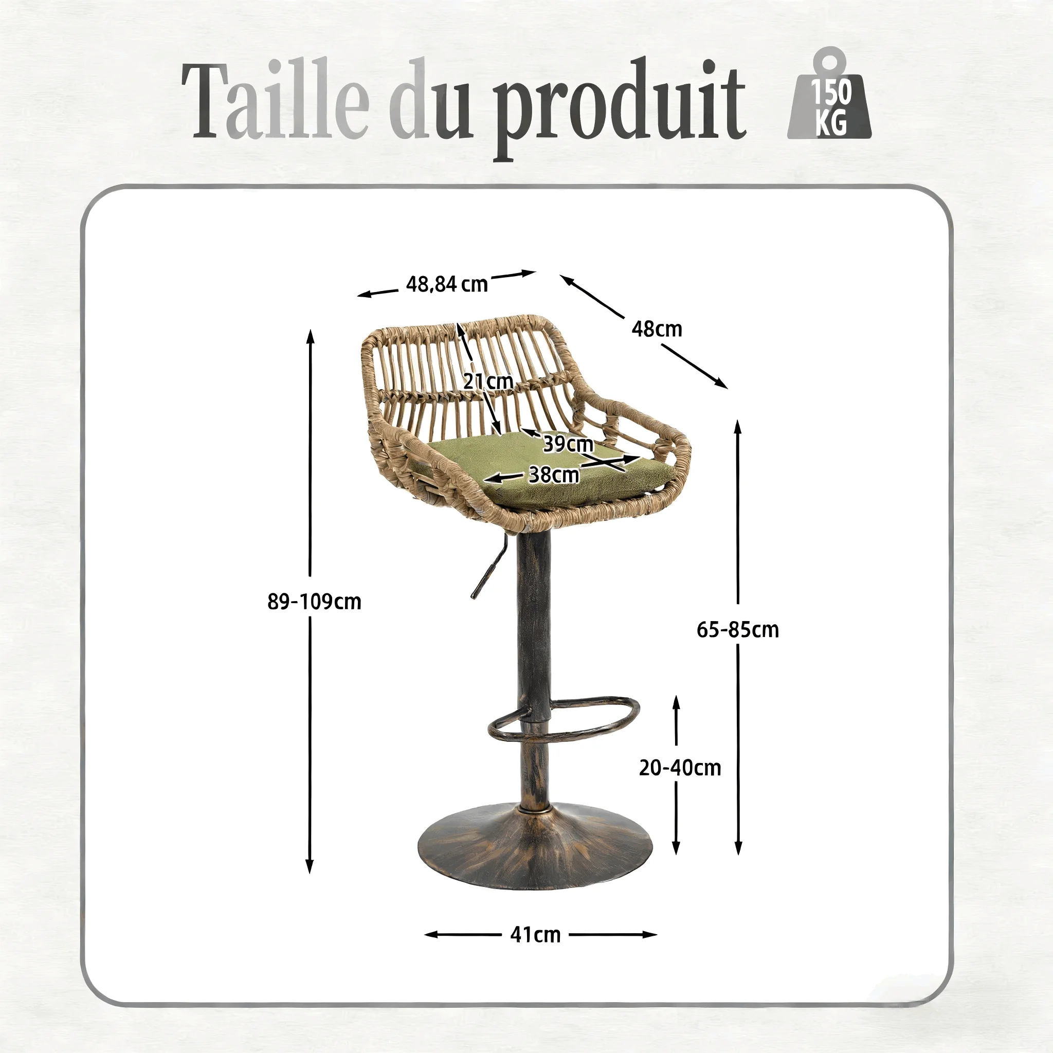 Tabouret bar pivotant 360°