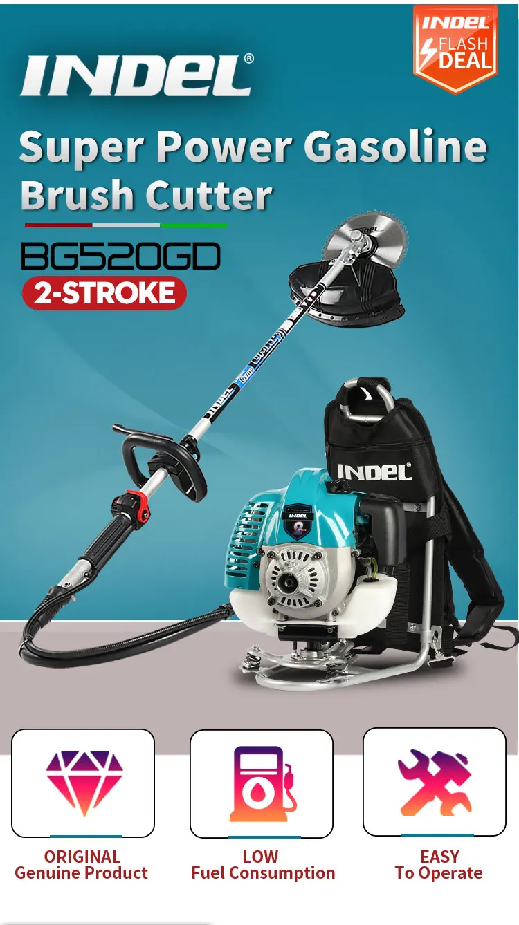 Indel High Quality Petrol Manual Hand Push Brush Cutter / Grass Trimmer