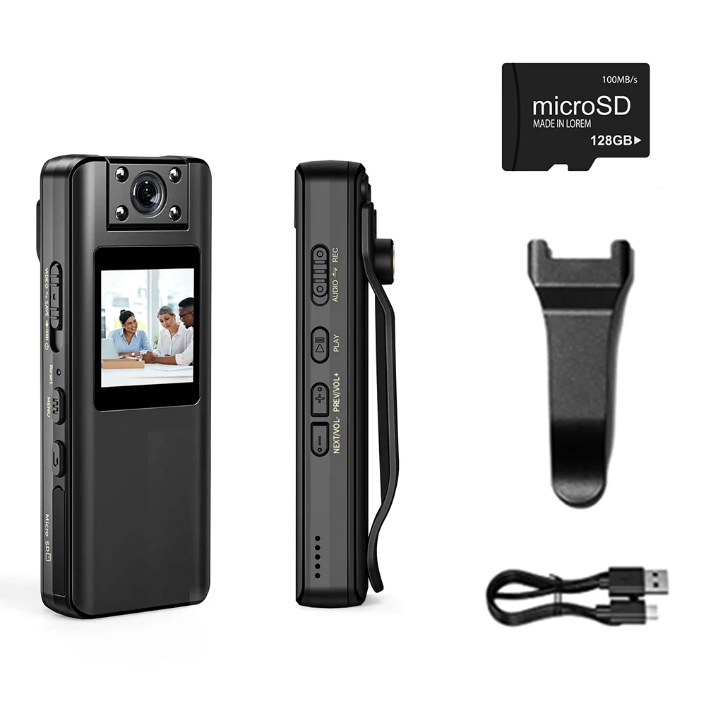 A22 Digital Mini Body Mounted Camera 1080P Screen 2200mAH Magnetic Night Vision Small Camera Sports DV Camcorder