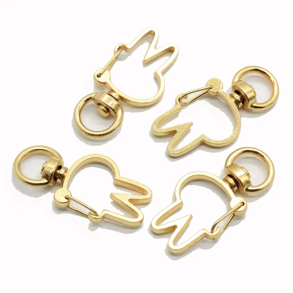 100Pcs Cute Rabbit Keychain Iron Swivel Lobster Clasp Snap Hook  for DIY Jewelry  Making Findings