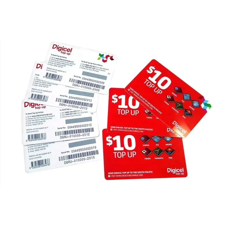 PVC Prepaid Calling Scratch Recharge Card for Mobile Phones