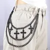 Cross-shaped multi-layered trouser chain, black