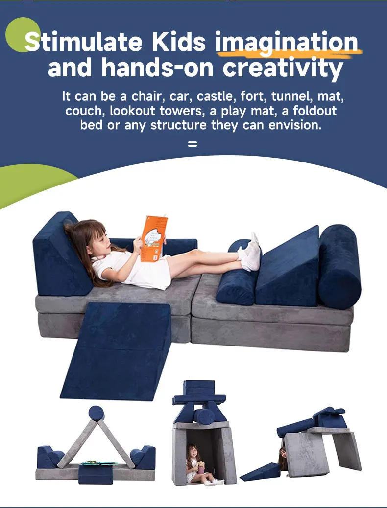 10piece Modular Couch Soft Foam Sectional Sofa For Toddlers And Adults