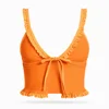 Top Tankini Triangular con Volantes Naranja