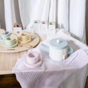 Wooden Tea Set for Little Girls - 20Pcs Tea Party Toys Set - Toddler Play Kitchen Accessories Play Food Toy for Kids Boys Girls