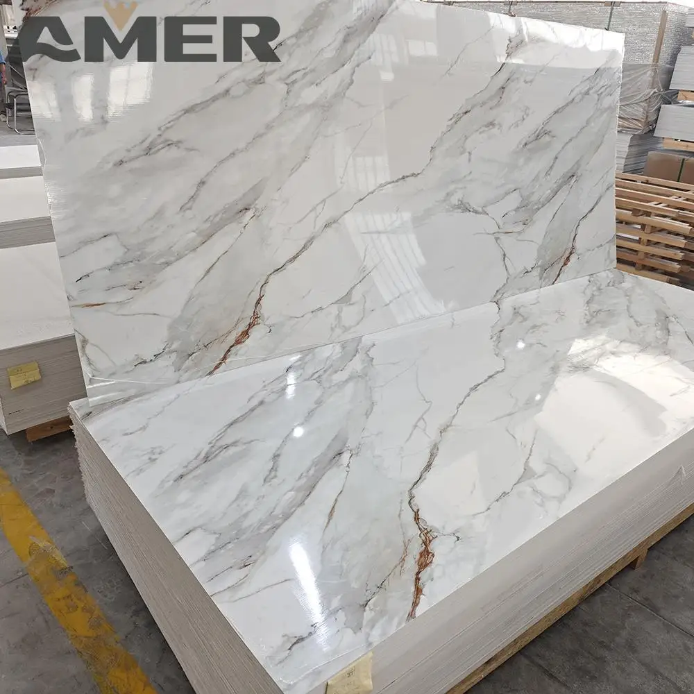 High Glossy PVC Marble Sheet - 3D Printed UV Wall Panels