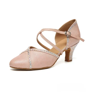 Ladies With Diamond Latin Dance Shoes Soft Bottom Comfortable Ballroom Dancing Test Shoes Indoor Non-Slip Salsa Dance Shoes