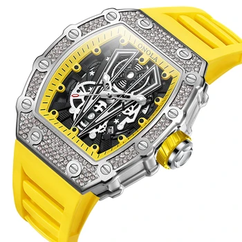 日本製 ダイヤモンド腕時計 天然ダイヤ4石トノー型ソーラー電波時計 - ダンディクラブ 二光