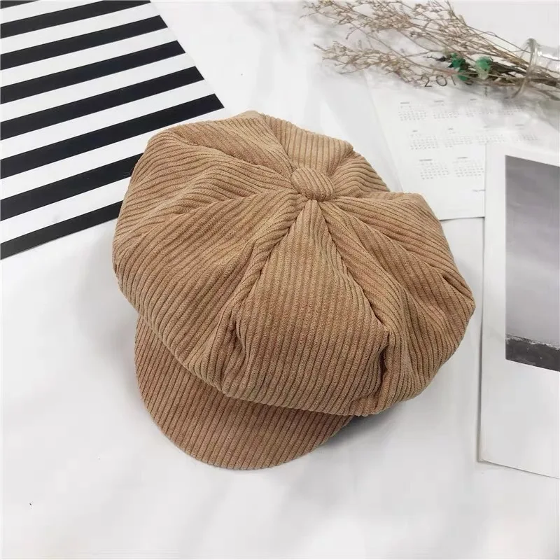 Осенние винтажные вельветовые береты, шапки для детей, Повседневные шапки и кепки для детей
