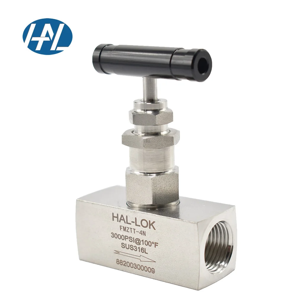 SS316 SS304 Manual Gas Needle Valve with Female Thread Sizes 1/8\" 1/4\" 1/2\" for Instrumentation Piping Control Applications