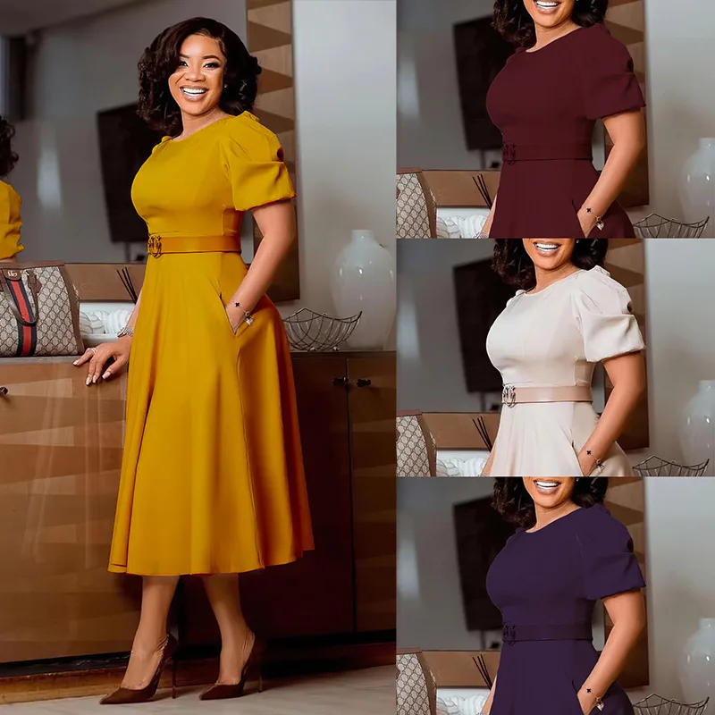 2207 señoras vestidos de oficina mujeres Trabajo Formal cuello