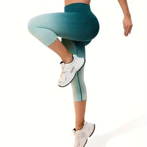 Gradient Green Design Yoga Pants Breathable High Waist Stretchy Quick Dry Sports Leggings for Woman Workout