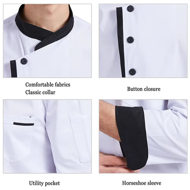 High Quality Long Sleeves Chef Uniform Executive Chef Jackets Short Chef Pants Kitchen Uniform Restaurant Uniform Logo Shirt