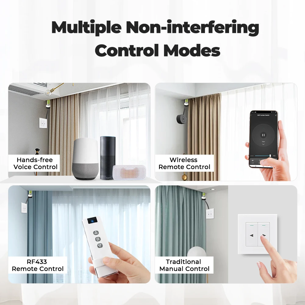 Wifi-rolluikschakelaar, RF-afstandsbediening 433 MHz, draadloze besturing voor jaloezieën, timer-ontvangermodule voor rolluiken en gordijnen, compatibel met Alexa en Google Home (2