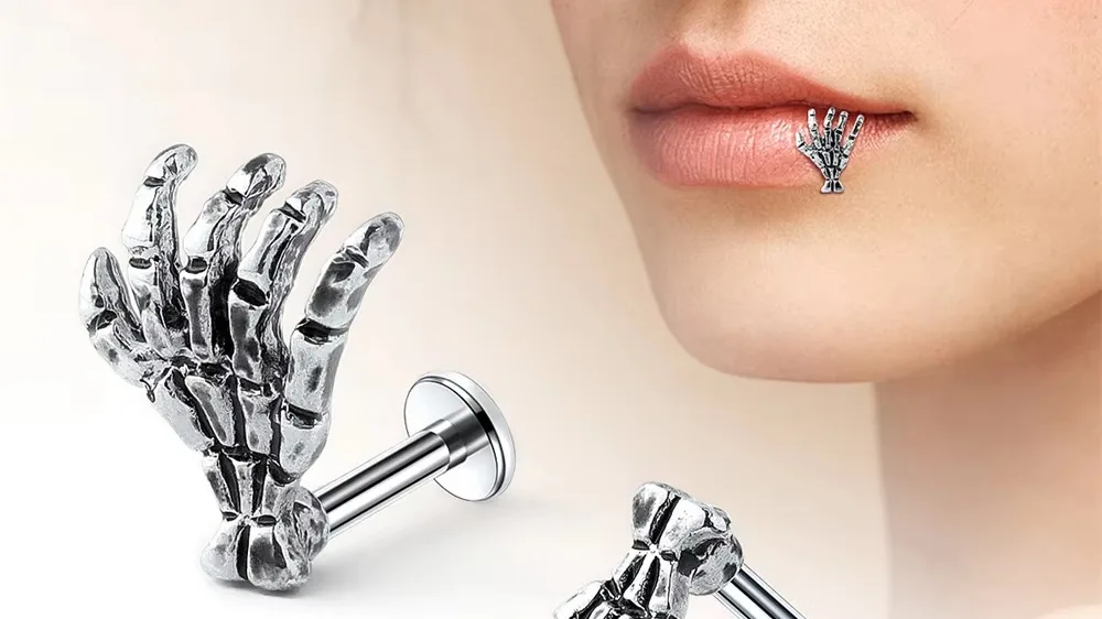 Earring Skull Lip Rings Nose Ring Skeleton Hand Lip Piercing