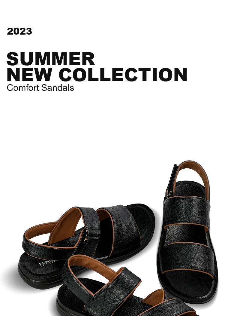 Made In China Outdoor Indoor Cheap Price Beach Hiking Biking Man Sandals Black Good Leather