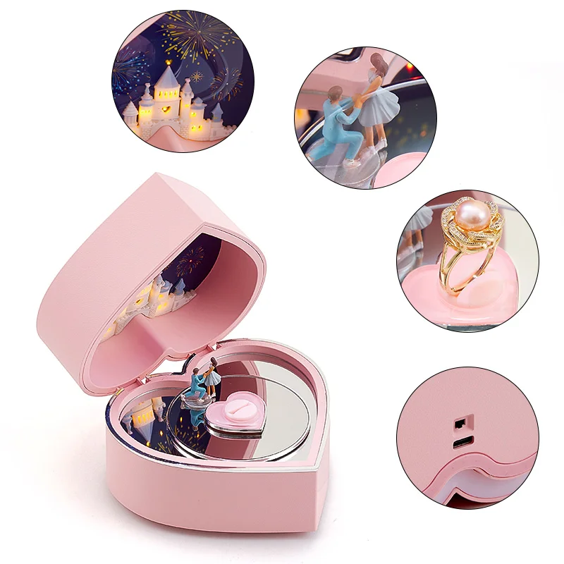 Musical Jewelry Ring Box with LED Light and Melody Perfect Present for Engagement Jewelry Best Price Hot Sale