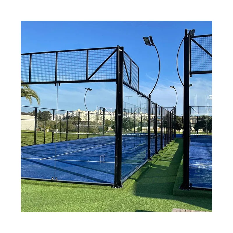 Udendørs blå panorama padelbane kunstgræstæppe græstæppe padel tennisbane græs