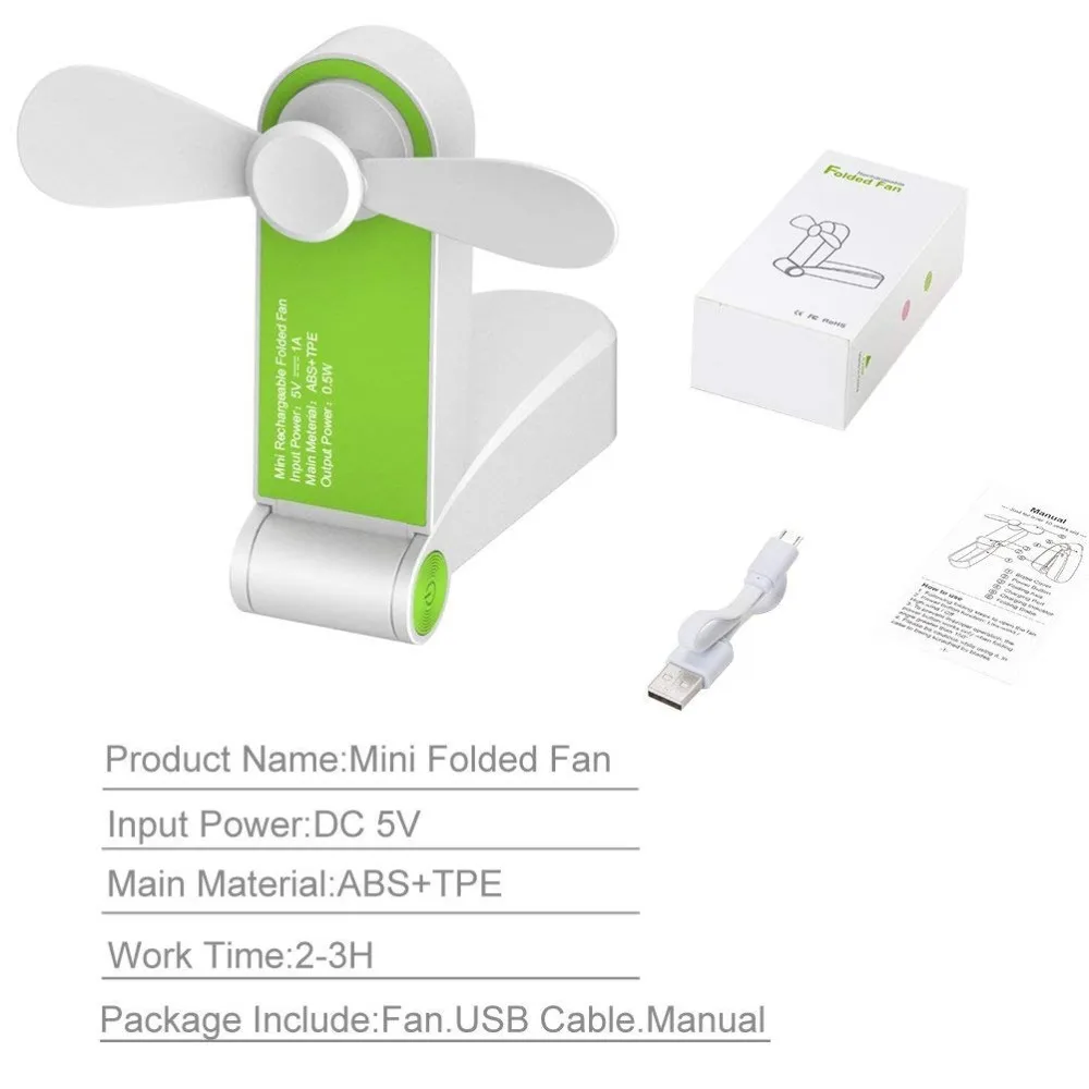 Portable Mini USB Fan Foldable Small Desk & Pocket Handheld Design Mobile Phone Accessory Gift