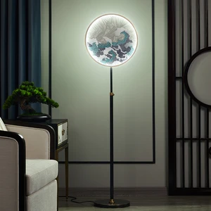 Enamel Colored New Chinese Style Living Room Floor Lamp Sofa High-End Bedroom Art Decoration Floor Lamp
