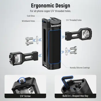 NEEWER Universal Upgraded Phone Rig Vlogging Kit Video Stabilizer with Dual Handle Wireless Mic Clip Slot product image