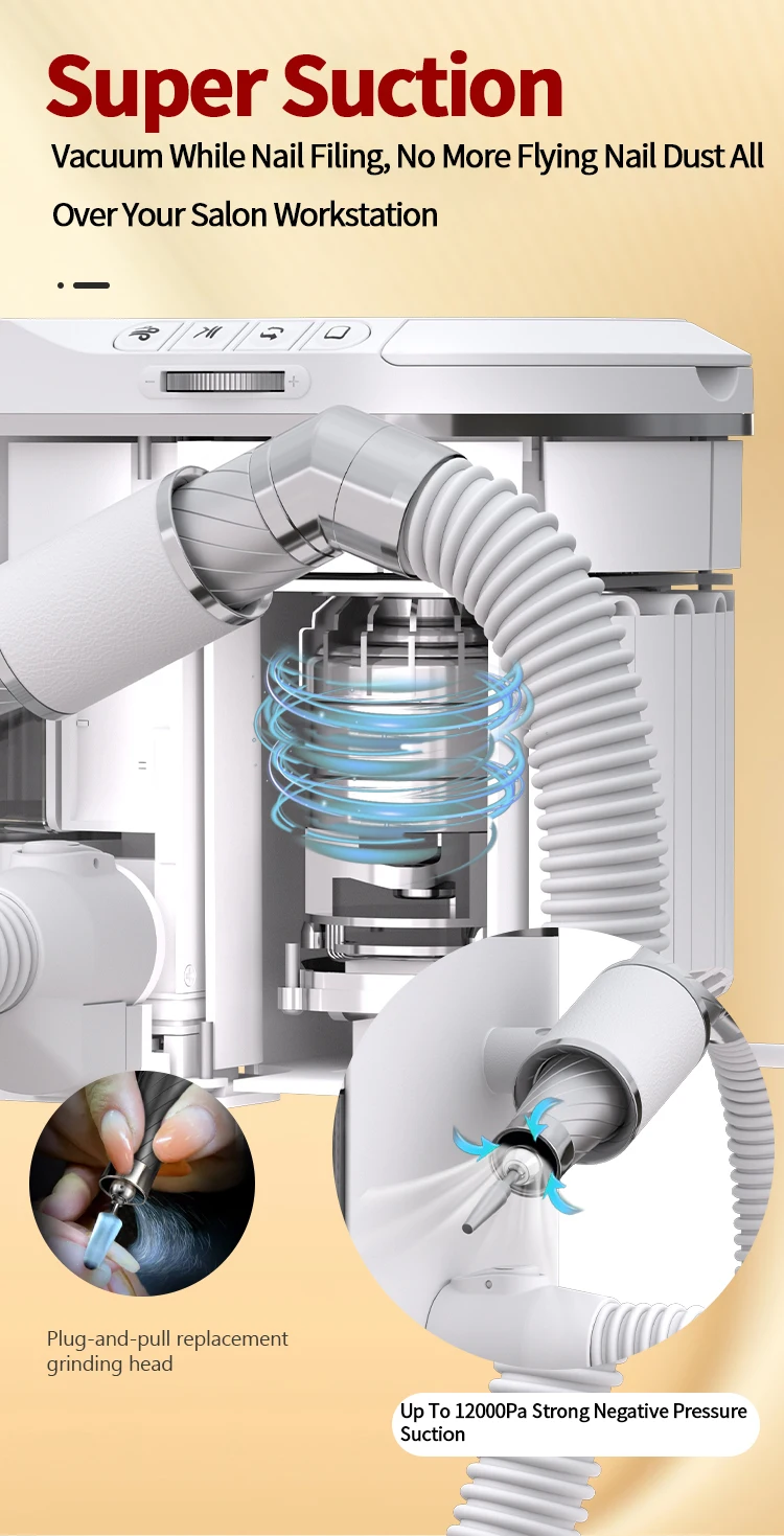PULLYON Professional Electric Nail Drill & Dust Extractor - 2-in-1