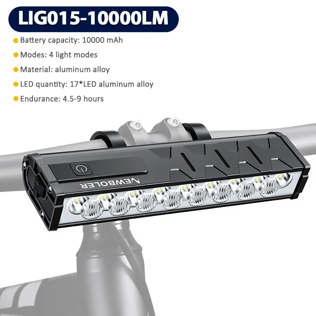 10,000 Lumens Aluminium Housing Super Bright LED Bike Light USB