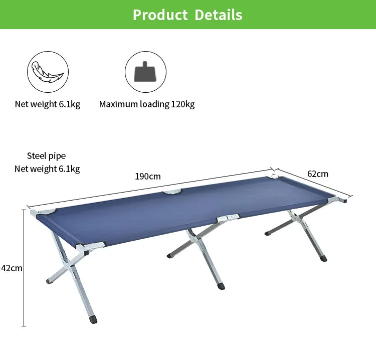 Portable Folding Camping Beach Bed Cot Metal Single Metal Sale Adult Outdoor Luxury Sleeping