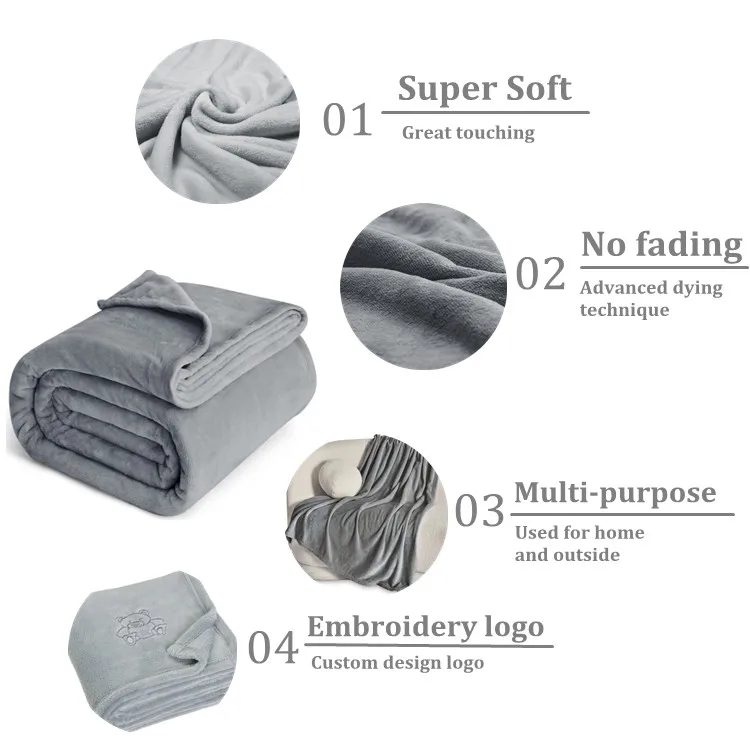 Soft Polyester Fleece Airplane Blanket 2 in 1 Travel Blanket Pillow Set