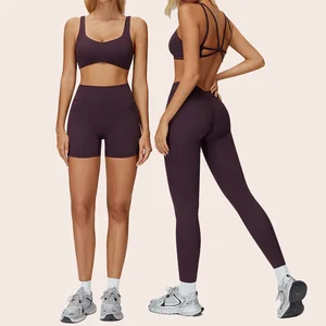 Hot Selling Custom Women Active Wear Set Sports Beautiful Back Padded Bra Gym Hip Lift Leggings Soft Lounge Wear