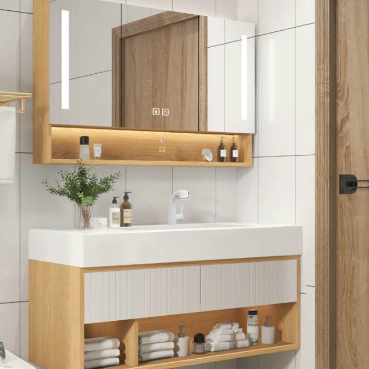 Hotel Vanity Mirror Wooden Bathroom Cabinet Luxury Modern Designer Wall ...
