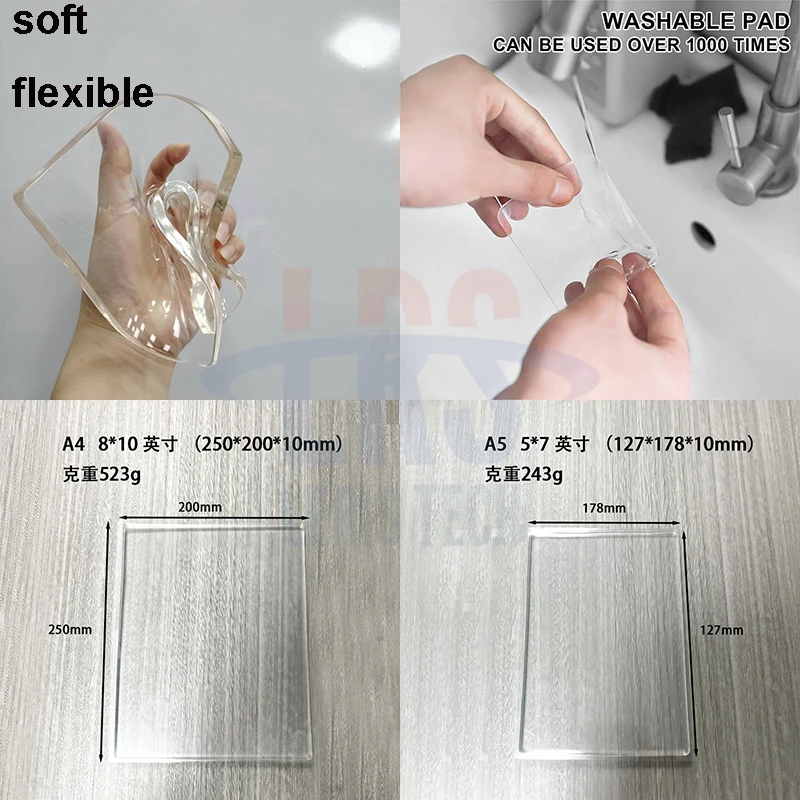 Plaque De Gel Transparente A3 Réutilisable - Pour Impression Artistique, Scrapbooking Et Gravure - 11