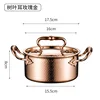 Olla de tres capas de 16 cm con oreja de hoja de oro rosa y tapa de acero