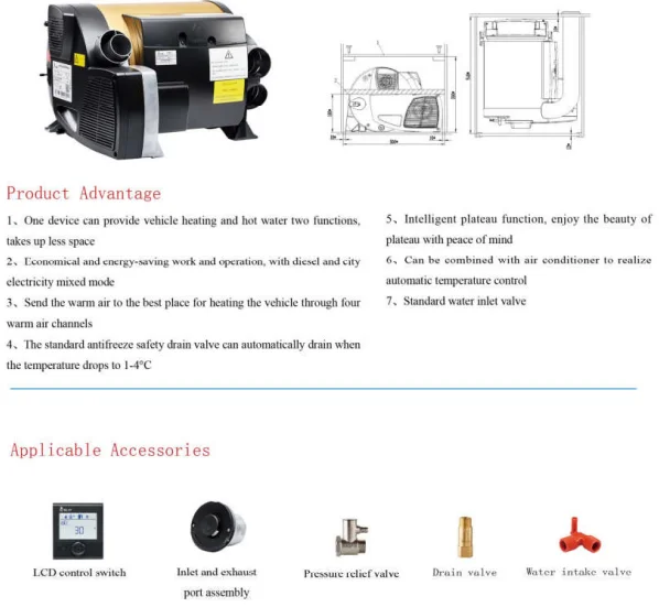 D6e Cr12 4kw 6kw Combi Diesel Air And Water Heater For Truma Caravan