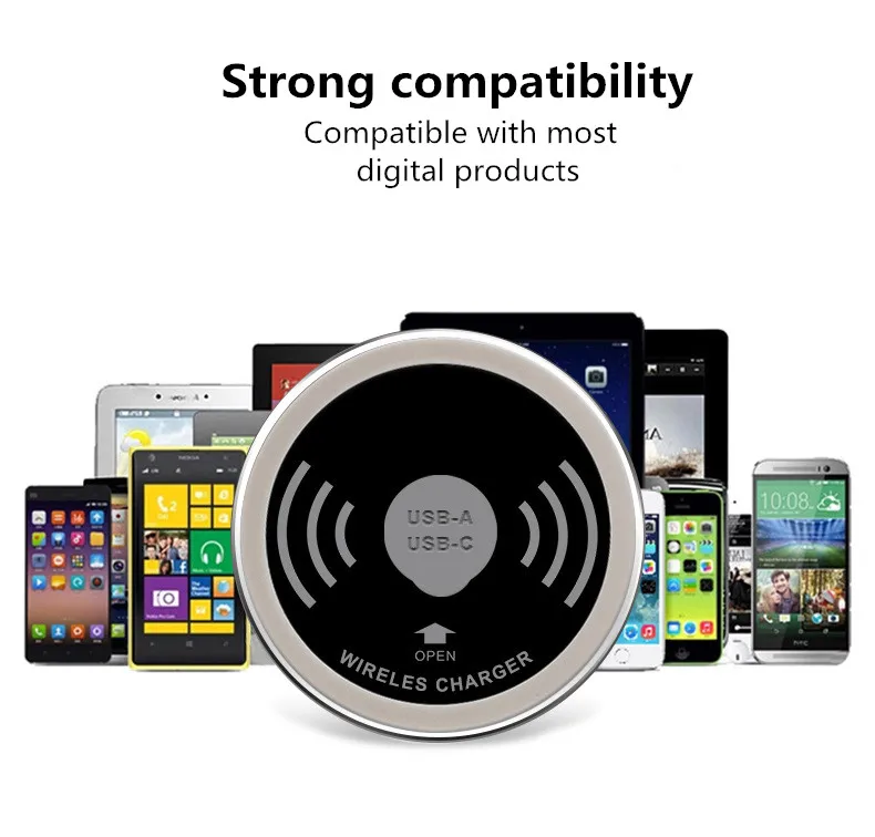 Wholesale Qi intelligent furniture office 5W Dual USB Embedded desktop waterproof wireless charger 3in1