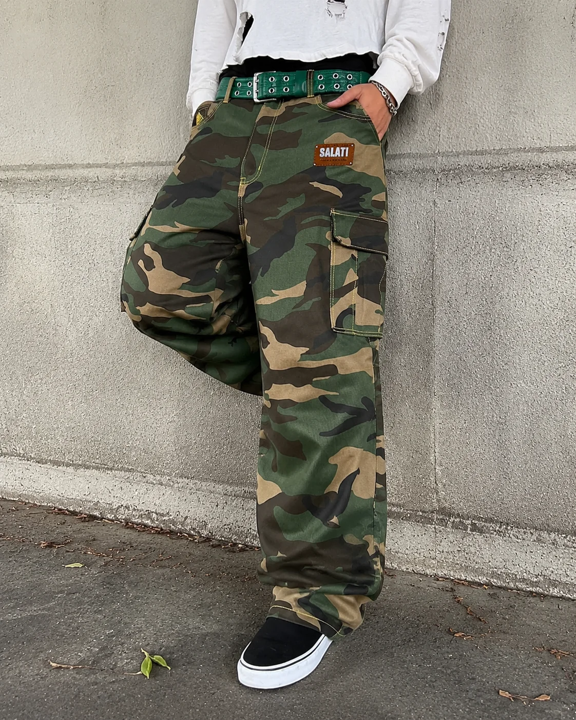 Custom Cotton Multi Pocket Street Oversized Wide Leg Streetwear Work Camo Camouflage Baggy Trousers Carpenter Cargo Pant for Men gallery 3