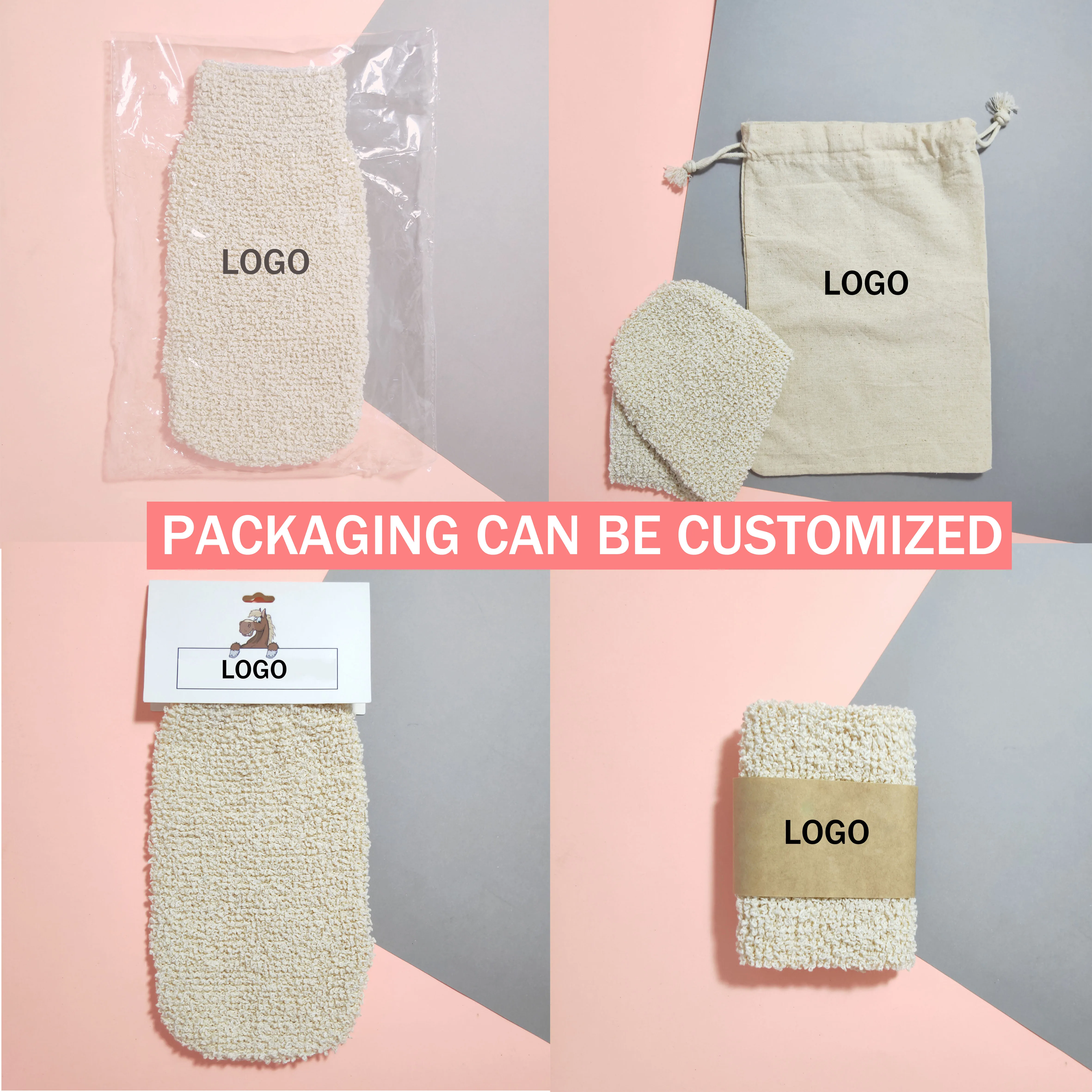 Eco Friendly Natural Reusable Exfoliating Jute Bath Gloves Sisal Mitt