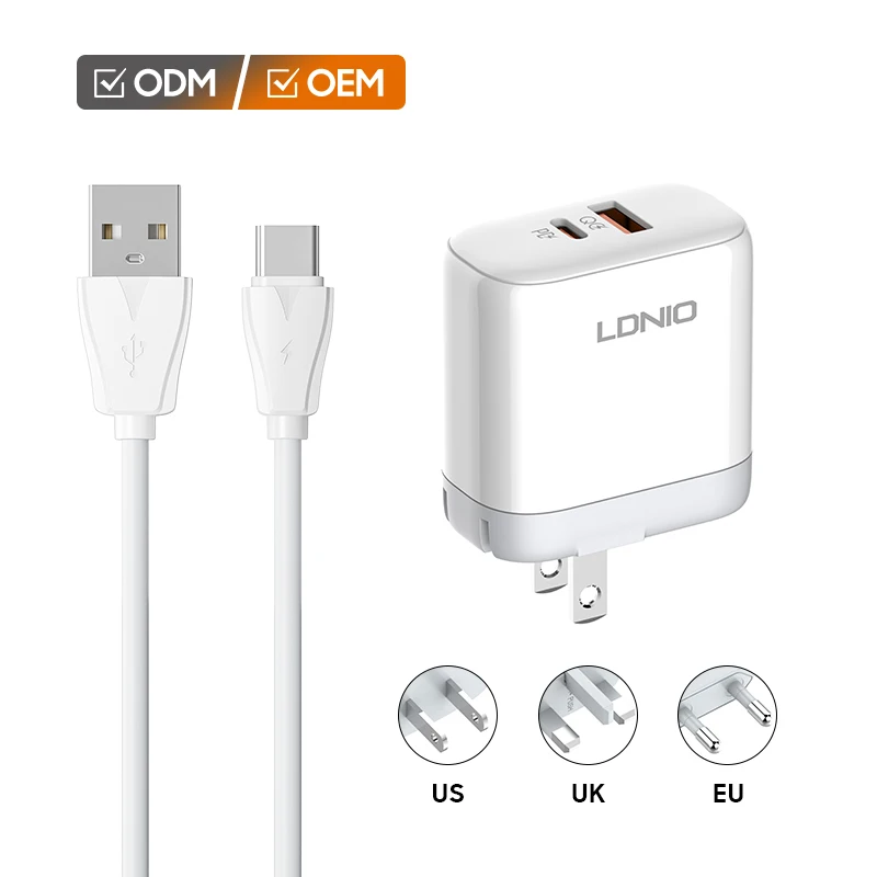 LDNIO A2526C US UK EU Plug PD 45W Charger Type C Mobile Phone Fast Charging Wall Charger