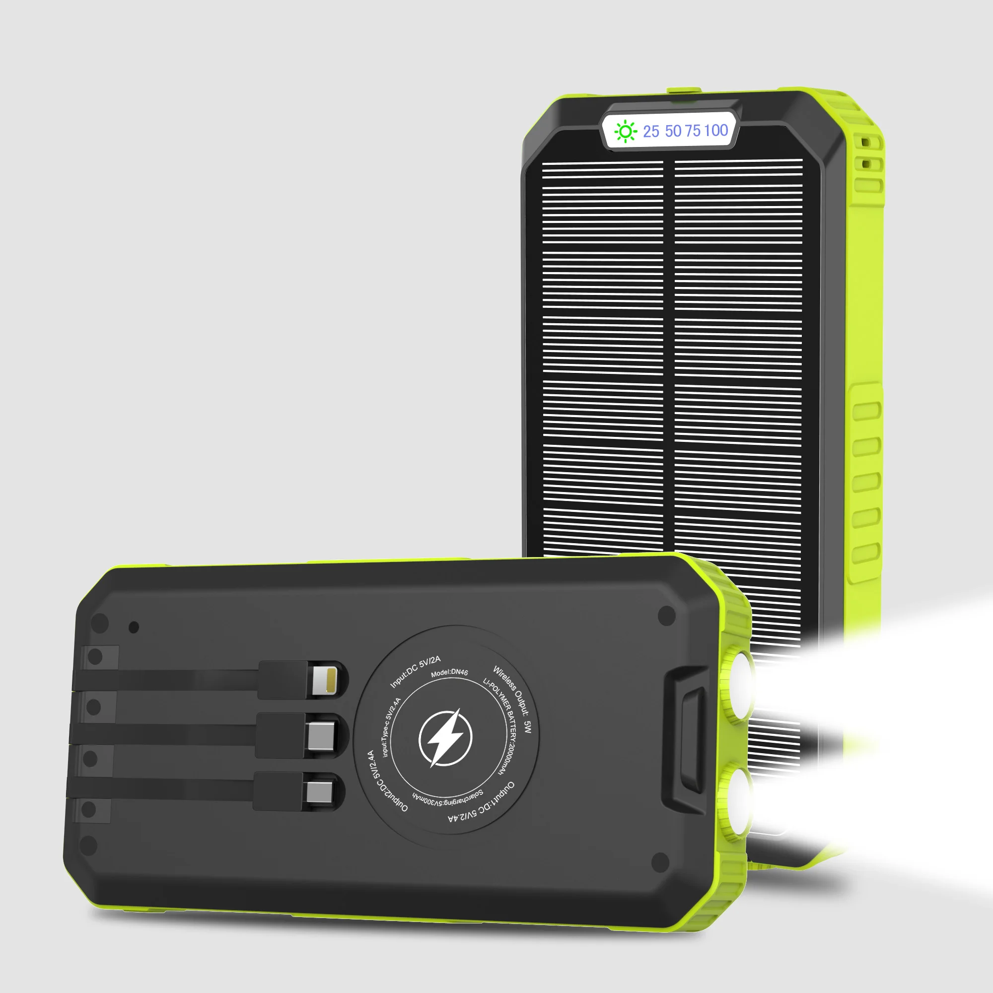 Carga solar portátil resistente al agua USB Solar Power Bank 50000mAh  portátil Cargadores solares - China Cargador de teléfono y Banco de energía  precio