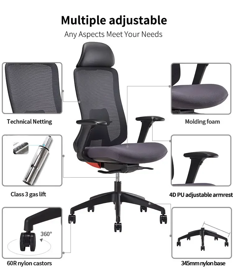 Office Furniture Manufacturers Comfortable Mesh Chair Office Ergonomic Office Chairs Luxury With Nylon Base Bifma