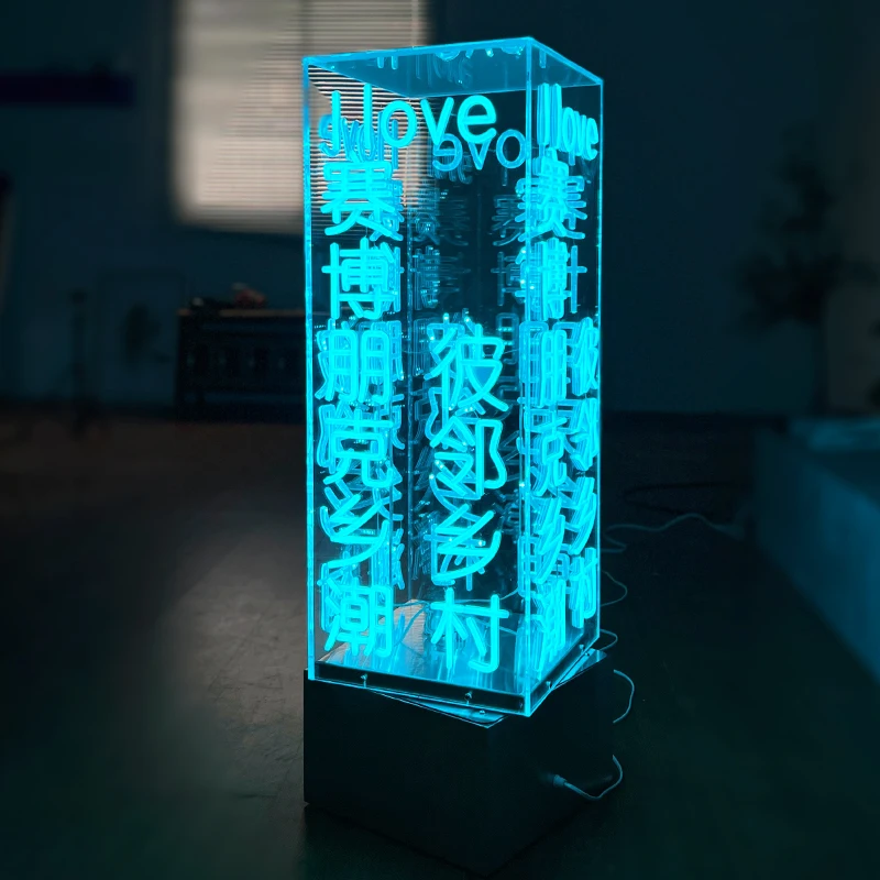 Напольный акриловый вращающийся световой короб кубический неоновый светоизлучающий Символ Логотип Магазин светоизлучающих вывесок