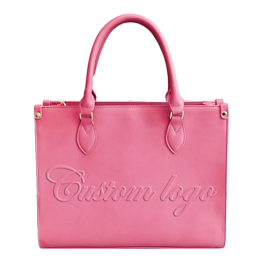 Custom Embossed Logo Medium Vegan Leather Bags Women Handbags Ladies Purses Custom Tote Bags