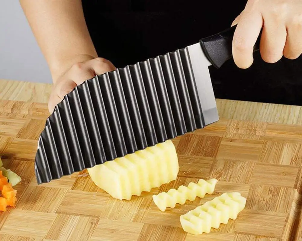 Crinkle Potato Cutter - 2.9 x 11.8 Stainless Steel French Fries