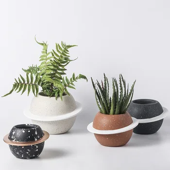 New Creative Star Planet Shape Ceramic Flower Pots Colorful Cactus Planter Desktop Small Green Plants Container