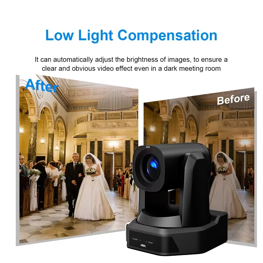USD488 Free Ship 4K 20X Optical Zoom PTZ Camera for Church Broadcast