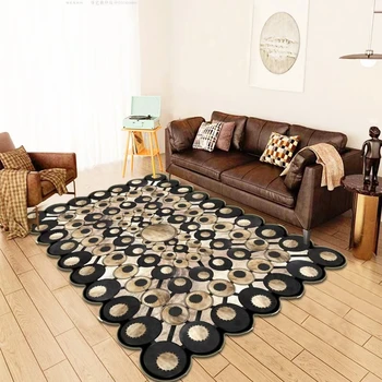 Modern rugs living room large 3D printing geometric alfombras wholesale anti slip exquisite black carpets for printed