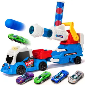 EPT 2 in 1Shooting Game Toy Guns Soft Balls Cannonballs Transport Semi Shooting Truck Toys Car with 2 Mini Racing Cars