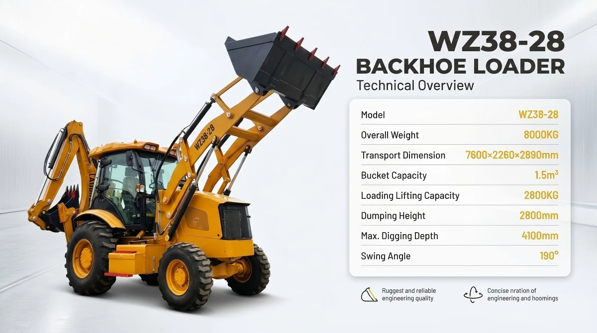 All Terrain 8 Ton Backhoe & Front Loader Wheel Loader Machine with Yuchai Engine Hydraulic System High Efficiency