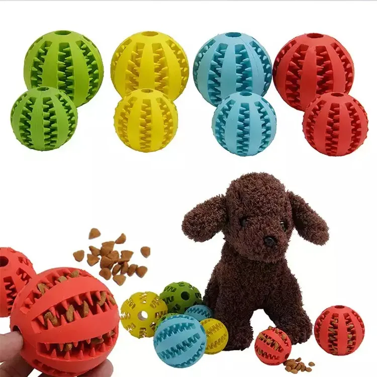 5cm Natural Rubber Pet Dog Toys Dog Chew Toys Tooth Cleaning Treat Ball